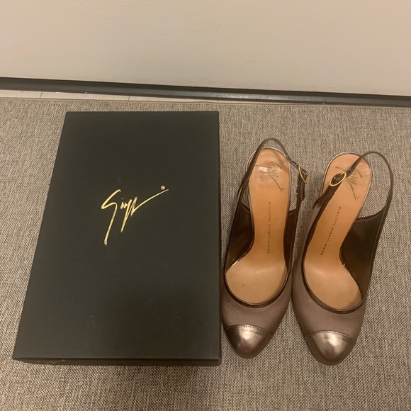 Giuseppe Zanotti Viv 100 Ritter Silk Caged Geometrical Gold Heels Size 39/5 - Picture 2 of 15